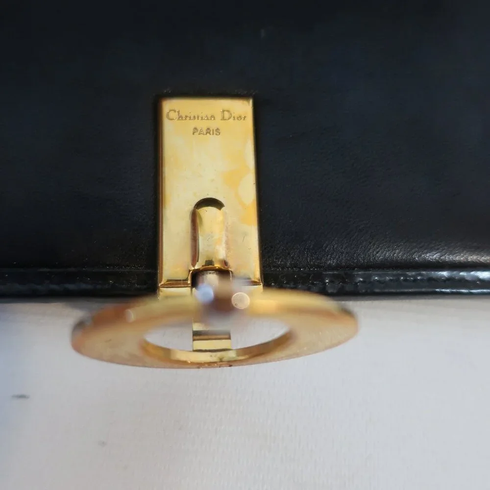 Womens Dior Black Canage Patent Leather O-Latch Quilted Vintage Long Wallet - Picture 8 of 16